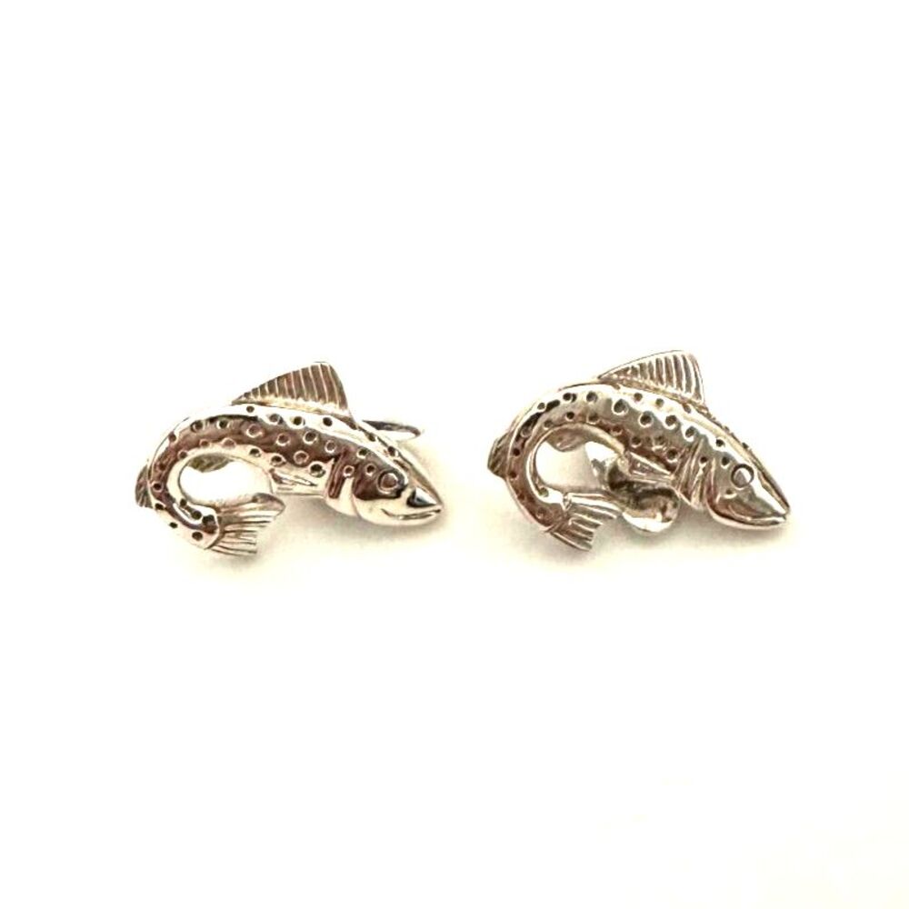 Leaping Trout Sterling Silver Cufflinks - Picture 3 of 5